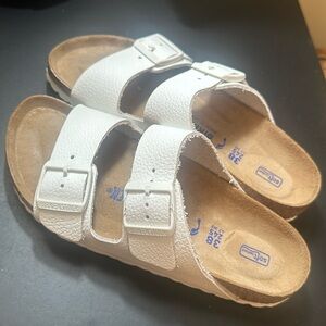 Birkenstock Arizona Soft Footbed Sandal White Leather Women EU 38 US 7 - 7.5.